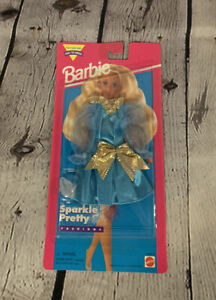 Vintage 1995 BARBIE Fashions Sparkle Pretty 68060  Mattel Doll In Box Blue Dress