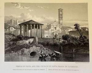 Temple Of Vesta Church Santa Maria Cosmedin Frederick Smith 1840 Rome - Picture 1 of 2
