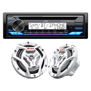 JVC KDT92MBS Bluetooth Marine CD Stereo Receiver, 6.5" 150W Boat Speakers (Pair) - Picture 1 of 5