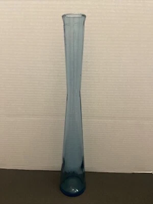 Ваза из синего стекла 16 дюймов с длинным стержнем богемное побережье MCM высокие песочные часы - Изображение 1 из 4
