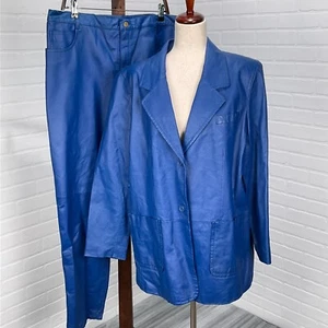 Traje Pantalón Via Accenti Mujer 48/38Wx30L Cuero Azul 5 Bolsillos Cónico Nylon Años 90 2 piezas - Imagen 1 de 17