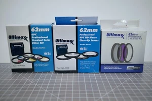 ULTIMAXX Set of 3 10PC 62mm Professional Filter Kit (Gradual Color/Close-Up/CPL) - Picture 1 of 14