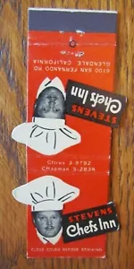 CONTOUR MATCHBOOK MATCHCOVER: STEVENS CHEFS INN (GLENDALE, CALIFORNIA) -F6 - Picture 1 of 2