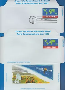 STAMPS USA-Aerogramme, World Cummunicatons Year x2, std + FDI, 1983- **/# - Picture 1 of 1