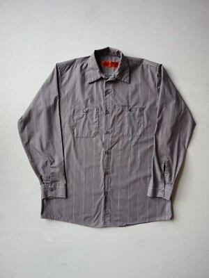 Vintage 90s Red Kap Shirt Size L/XL Striped Grey Work Wear - Image 1 of 4