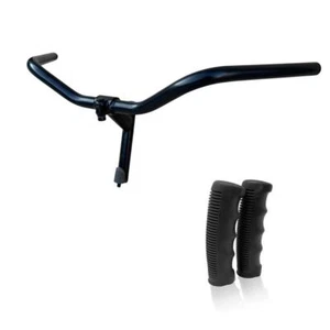 MANUBRIO BICI ACCIAIO NERO BICICLETTA 600L CITY BIKE + COPPIA MANOPOLE NERO - Foto 1 di 12