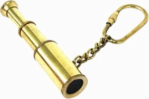 IIV Treasure Gurus Solid Brass Miniature Functional Collapsible Telescope Keycha - Picture 1 of 1