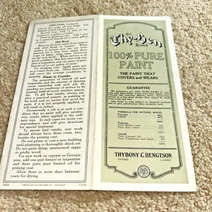 1910s THY-BEN Brand Paint / THYBONY & BENGTSON Paint Sample Prospekt - Bild 1 von 6