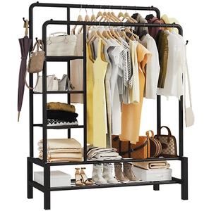 Heavy Duty Clothes Rail 120Kg Load Sturdy Clothes Rack with Shelfs & Shoe Rack - Picture 1 of 12
