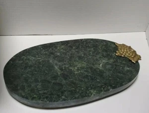 OBLONG MARBLE BRASS GRAPES DESIGN CHEESE CUTTING BOARD  - Picture 1 of 7