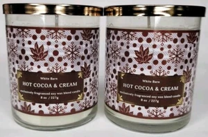 2 BATH & BODY WORKS WHITE BARN HOT COCOA & CREAM 1 WICK 8 OZ CANDLE - Picture 1 of 7