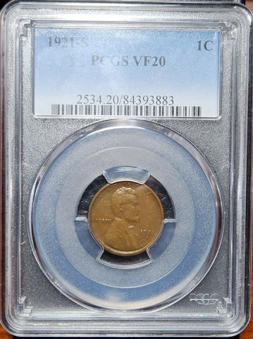 1921-S Lincoln Wheat Cent | PCGS VF20 Cover