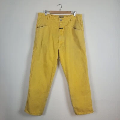 Vintage Marithe Francois Girbaud Jeans Mens 38x31 Yellow Straight Leg 90s WORN - Image 1 of 4
