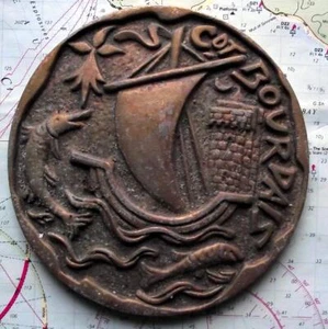 Cdt Bourdais French Navy Ship Metal Tampion Plaque Crest - Picture 1 of 1