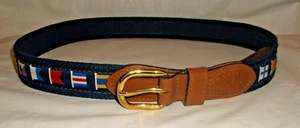 Zep-Pro USA Herren blau Canvas braun Leder "Flaggen" Gürtel Messingschnalle 36 - Bild 1 von 4