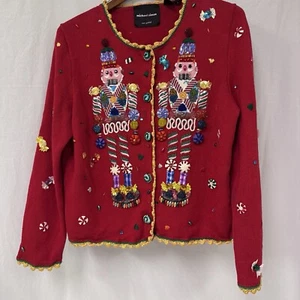 Cárdigan Suéter Michael Simon NUTCRACKER Rojo Talla Grande - Imagen 1 de 15