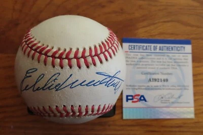 HOFer EDDIE MATTHEWS signed MILWAUKEE BRAVES NL Baseball PSA AI92149 512 HRs - Image 1 of 4