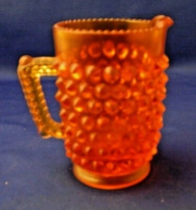Tiny 3" Creamer Pitcher Fenton Hobnail Amberina Art Glass Orange Excellent Cond. - Picture 1 of 5