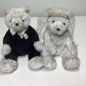 TY Beanie Babies "Bride & Groom" Stuffed Plush Bears 8" 2002 No Tags. - Picture 1 of 5
