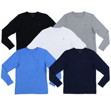 Tommy Hilfiger Masculino T-shirt Gola Careca Manga Longa Casual logotipo Bandeira Tee Novo Novo com etiqueta