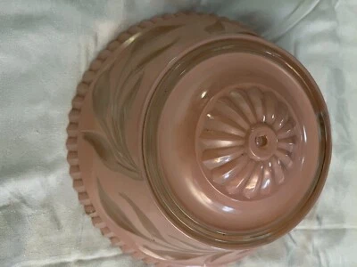 Vintage Mid Century 1950s Pink & Clear Round Glass Ceiling Light Fixture Shade - Image 1 of 4