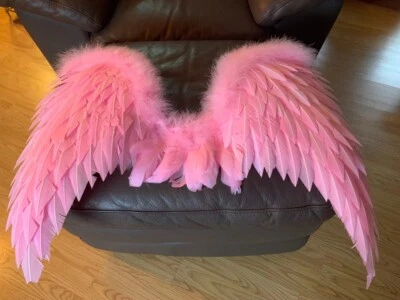 Large, Pink Angel Feather Wings Costume With Adjustable Straps - Image 1 of 3