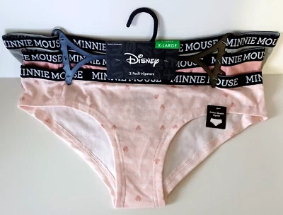 Paquete de 3 bragas hipster elásticas de algodón de Disney Minnie Mouse XL NUEVAS CON ETIQUETAS brevemente declaradas Foto 1 de 4