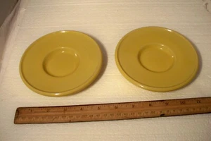 2 Vtg. Noritake Primastone Genuine Stoneware Japan Radiant Yellow Saucers 5.5" - Picture 1 of 9
