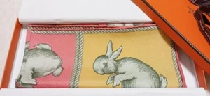 Hermes Silk Scarf Carre 45 Rabbit Duck Illusion Pink W/Box Unused. - Picture 1 of 5