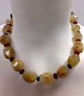 Necklace Citrine Beades With Carnelian And Green Beads Garnet In 925 Clasp  16"