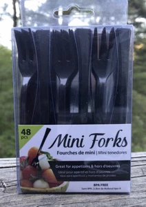 2 Boxes of Jacent Mini Forks Black 48 Pcs each For Hors D’oeuvres - Picture 1 of 2