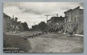 Main Street View in ROME CITY IN Indiana 1909 Postcard - Picture 1 of 2