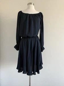 ARMANI COLLEZIONI ELASTIC WAIST NECK SLEEVE A-LINE DRESS SZ 42 IT/ US 6 - Picture 1 of 13