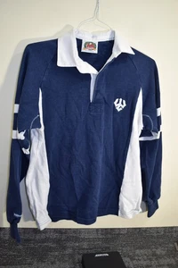 Y2K Washington & Lee University Generals RUGBY Shirt MENS S Blue White WORN LOOK - Picture 1 of 17
