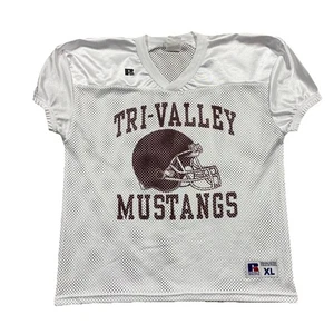 Russell Mesh Football Jersey Tri-Valley Mustangs White Fits Mens S - Picture 1 of 7