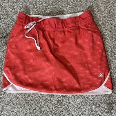 Adidas Running Skort Medium Red Built-In Shorts Athletic Tennis Golf Women Logo - Image 1 of 4