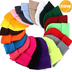 2023 NEW Fashion Beanie Hat Mens Ladies Womens Slouch Winter Woolly Ski Knitted - Picture 1 of 52