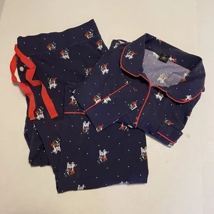 Conjunto de pijama J Crew XL para mujer Boston Terrier estampado de perro azul marino manga larga - Imagen 1 de 9