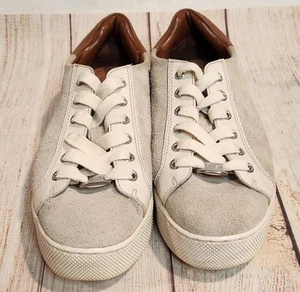 Coach Paddy Suede Lace Up Sneakers Shoes Size 8B Chalk Ivory Brown A01987 - Picture 1 of 6