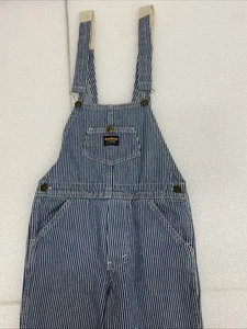 VINTAGE - Oshkosh B'Gosh- Vestbak Conductor Striped Overalls Size 6x Union 26x21 - Picture 1 of 12