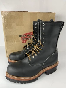 RED WING 2218 Steel Toe Black Logger Boots / Arbeitsstiefel Herren 8 EE USA - Bild 1 von 14