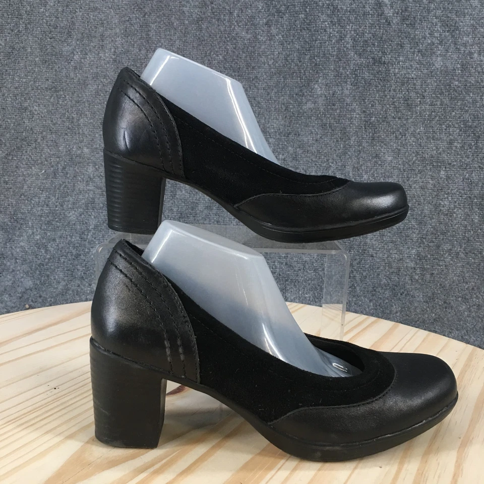 Женские туфли-лодочки Clarks Bendables 7 M черные без застежек на кожаных каблуках повседневные - Изображение 1 из 4