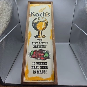 Vintage 1975 Fred Koch Brewery Koch's Tiny, Little Brewery 19" Wood Sign - Picture 1 of 6