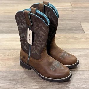Ariat NEU Damen 7 Delilah Round Toe Westernstiefel abgenutzt braun Leder - Bild 1 von 11