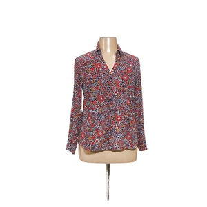 Express blaues geblümtes Oberteil mit Knopfleiste - Bild 1 von 4