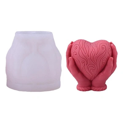 MARKENLOS Silikon-Herz-Kerzenform, Herz-Seifenform, Hand hält Liebes-Kerzenform