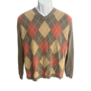 Banana Republic Herren M Argyle/Diamant V-Ausschnitt Langarm Strick Pullover Kaschmir - Bild 1 von 6