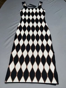 NWT House of Harlow 1960 Knit MIDI Dress Women S Multicolor Diamond Pattern-4629 - Picture 1 of 13