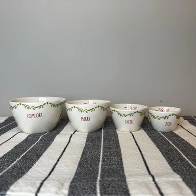 Rae Dunn Christmas Measuring Cups Set Merry Cheer Joy Artisan Collection RARE - Image 1 of 4