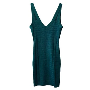 Guess Emerald Green Metallic Bandage Open Shoulder Strap Mini Dress sz XS Club - Picture 1 of 10